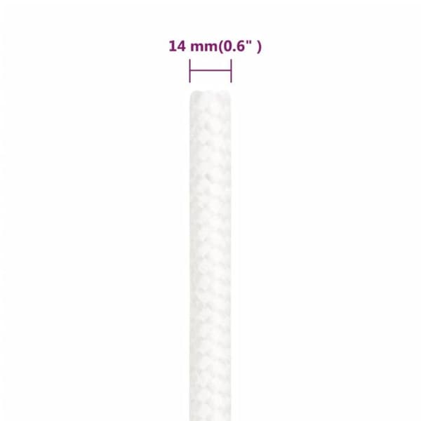 152571 vidaXL Båtrep Komplett Vit 14 mm 250 m Polypropen