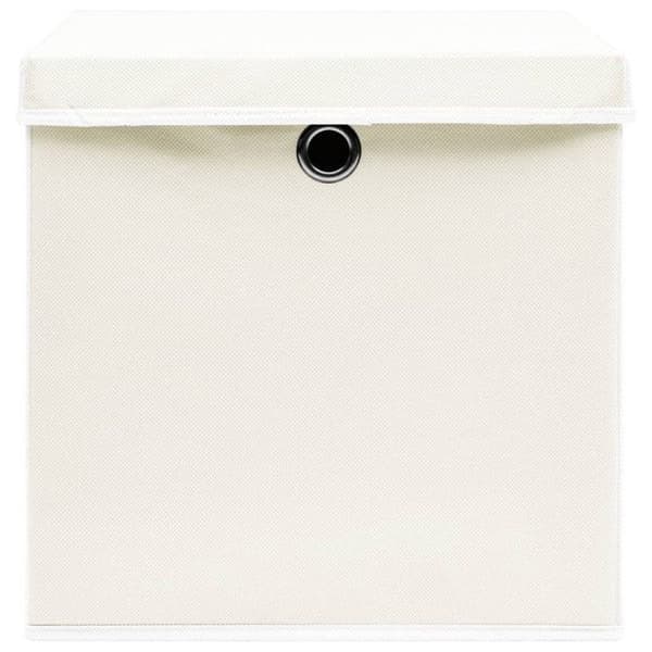 vidaXL Förvaringsboxar med lock 4st Vit 32x32x32cm Tyg