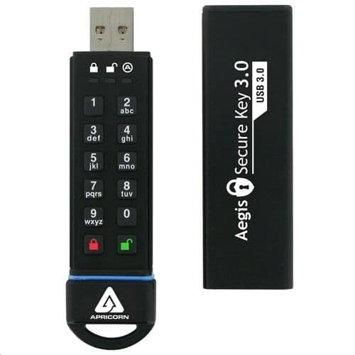 USB-nyckel - Apricorn - Aegis Secure Key - 480GB - 256-bitars AES-XTS-kryptering