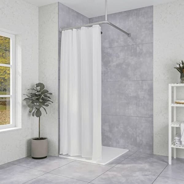 Polyester gardin Vit Sealskin utan ringar - 180 x 200