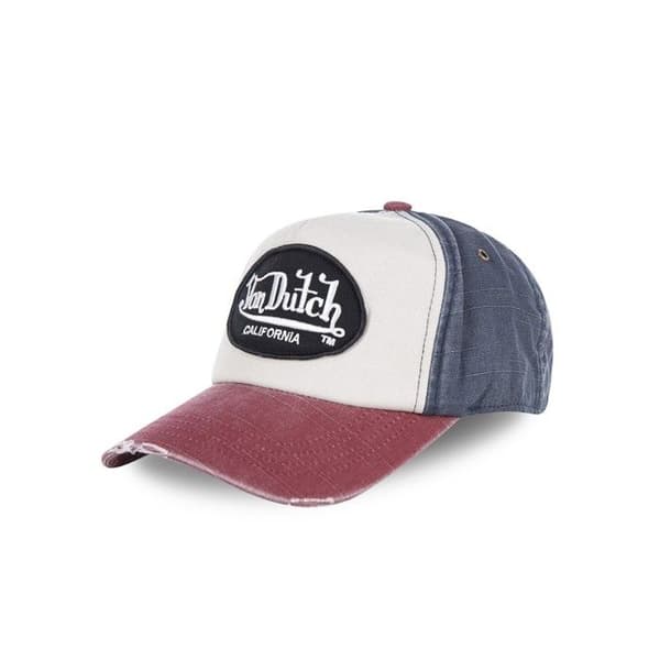 Keps - Von Dutch - JACK - 100% bomull - Justerbar - Trefärgad (röd/vit/blå)