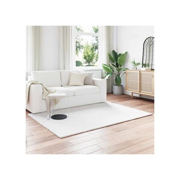 Faux pälsmatta av kanin - vidaXL - 140x200 cm - Vit - Rektangulär - Polyester - Mycket mjuk