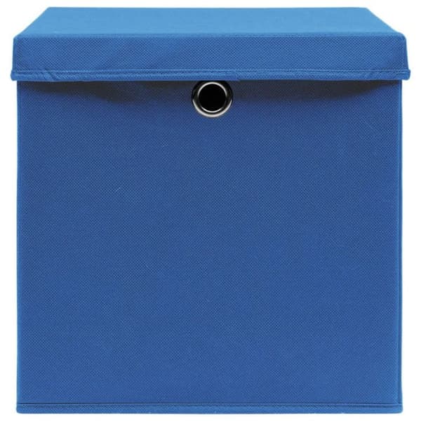 vidaXL Förvaringsboxar med lock 4 st Blå 32x32x32 cm Tyg