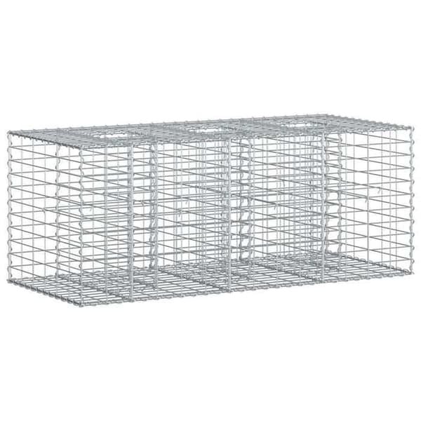 vidaXL Hög säng gabion Silver 42033322