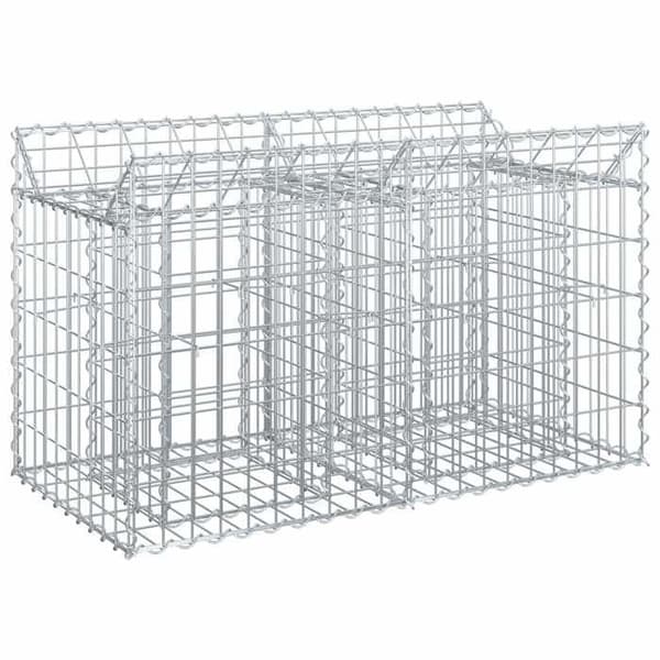 vidaXL Hög säng gabion Silver 42033291