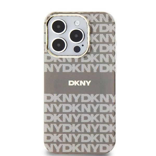 Coque iPhone 15 Pro - DKNY - IML Mono & Stripe - Beige - Optimal skydd - Elegant