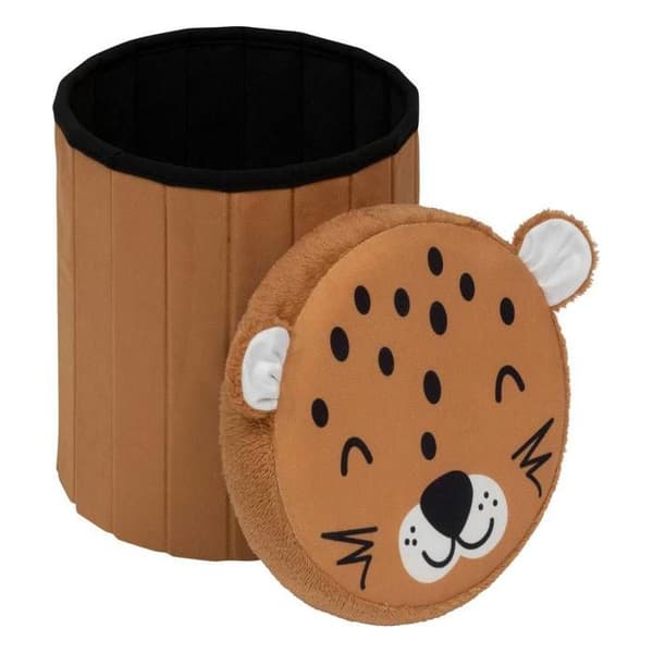 Fällbar leopardmönstrad barnpuff "Anoki" orange D30x36cm - Atmosphera Inredningsdesigner