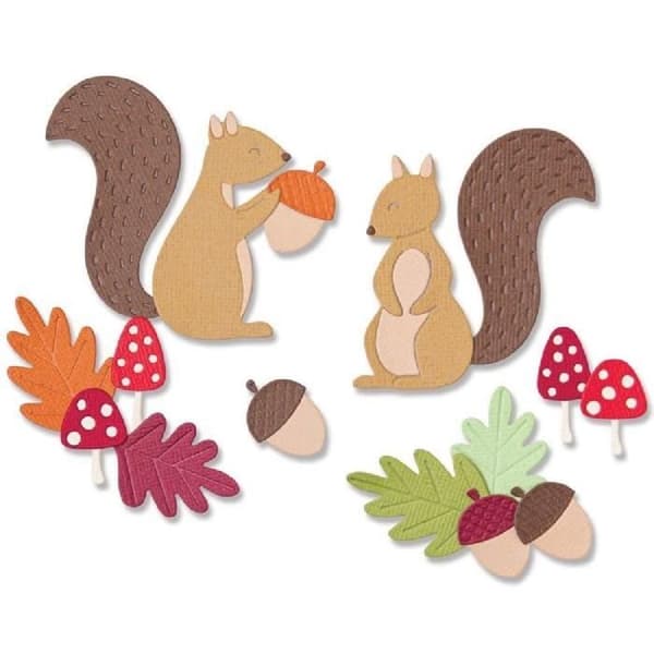 SIZZIX Kit med Thinlits-dies Harvest Squirrels - 8 delar för scrapbooking och korttillverkning