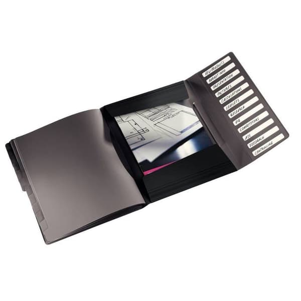 Sorter - Leitz - Solid - 12 positioner - A4 - 200 blad - Flikar - Svart