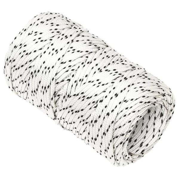 152742 vidaXL Flätat Båtrep Vit 2mmx50m Polyester