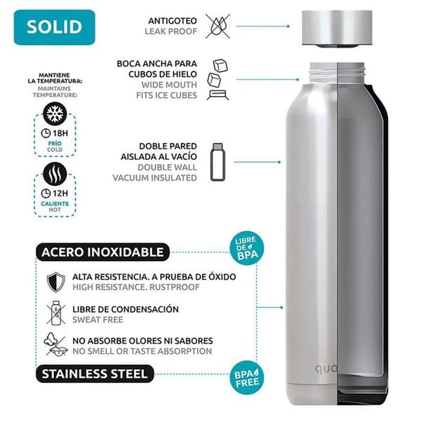 Vattenflaska - Quokka - Solid Kids - 330 ml - Rostfritt stål - Zebror