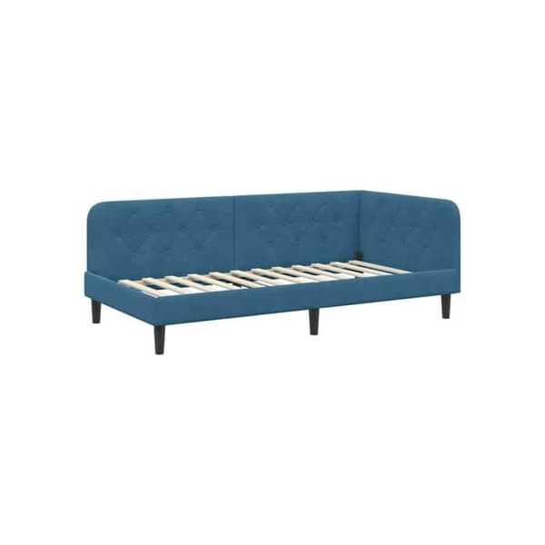 Sängram i sammet - vidaXL - Blå - 100x200 cm - L-design - Mångsidig bäddsoffa - Ramlists