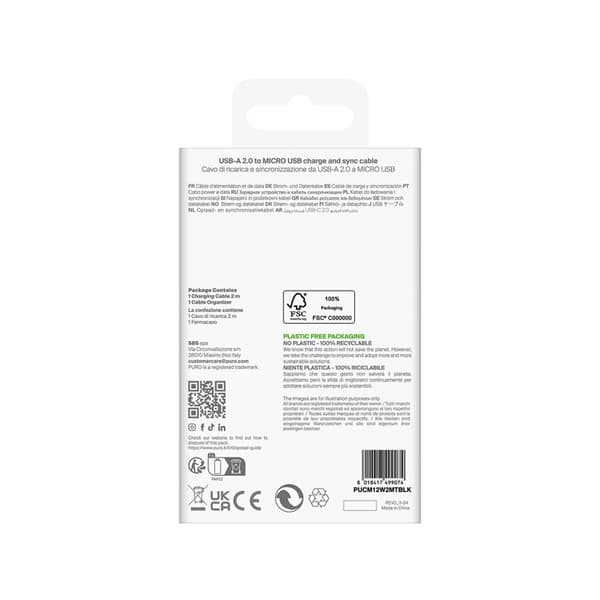 USB-A - microUSB TPE 12 W 2 m - svart