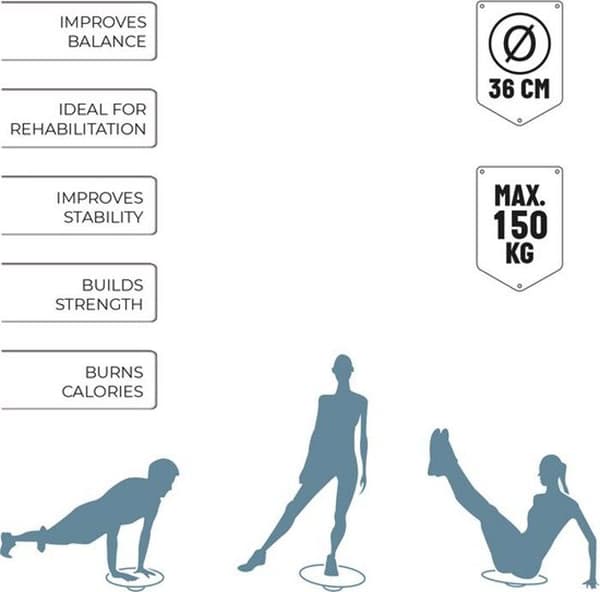 Umbro Balansbräda 36 cm (36 x 5,5 cm) - Multifunktionell balansbräda, max 150 kg