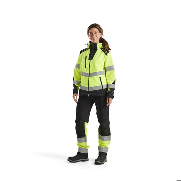 Högsynlig softshell arbetsjacka DAM BLAKLADER - Gul - Svart