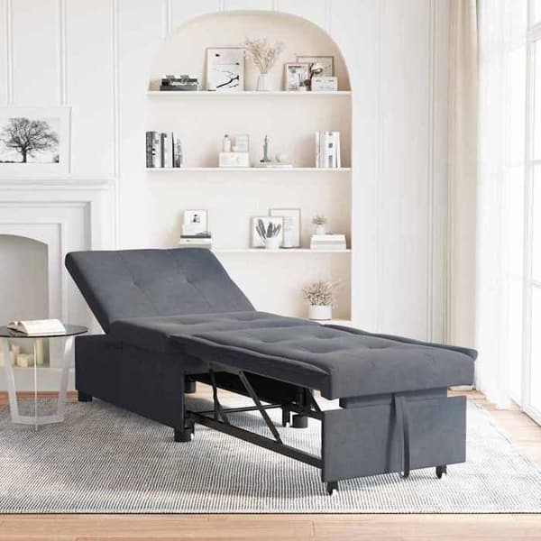 Mörkgrå bäddsoffa 67 x 194 x 38 cm Sammet