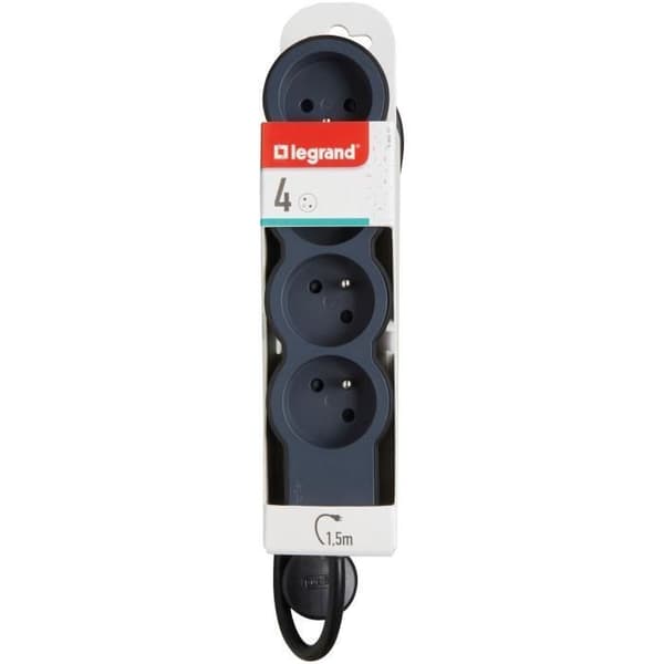 LEGRAND Multisockel FB 4x2P+T standard 1,5m 1mm² - Svart