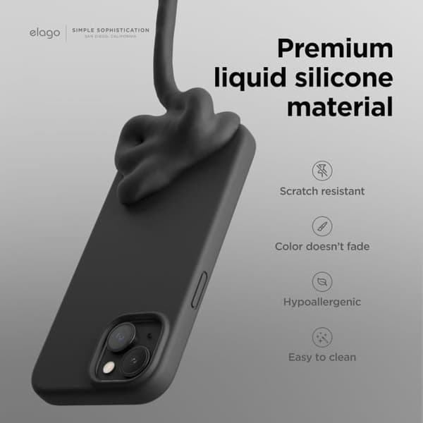 Siliconeväskan - ELAGO - iPhone 15 - Hel skydd - Elegant design - Svart