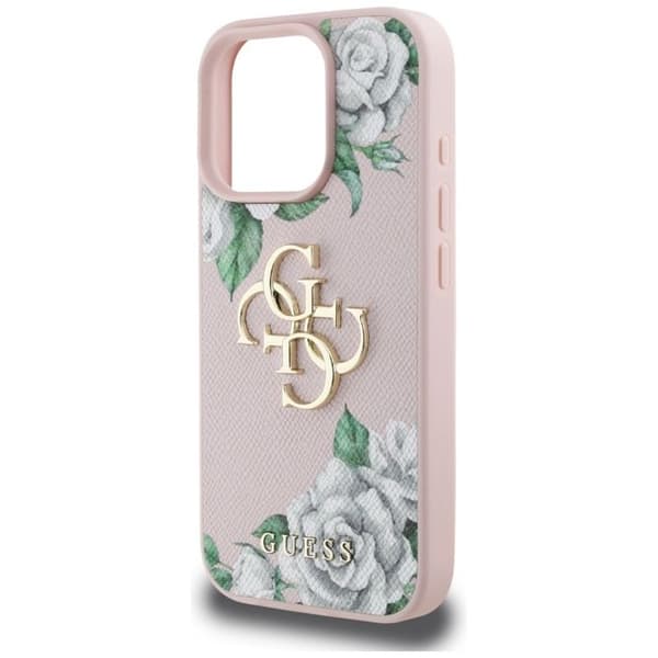 Coque Guess Hardcase 4G Grained Roses Big Logo för iPhone 16 Pro Max - Rosa