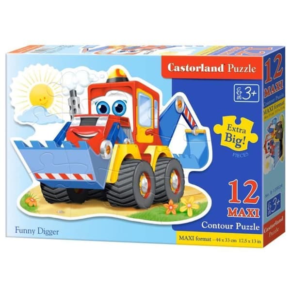 Maxi Pussel 12 bitar: Rolig grävmaskin