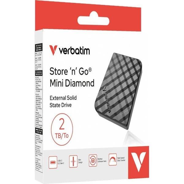 Extern SSD - VERBATIM - Store'N'Go Mini Diamond - 2 To - Svart