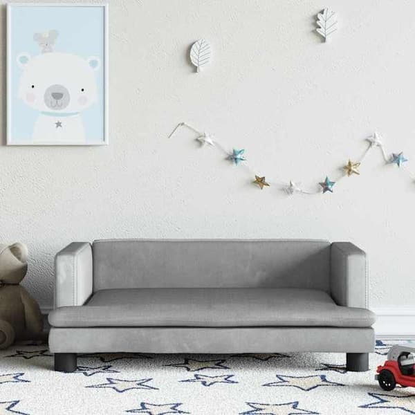 vidaXL Barnsoffa Ljusgrå 80x45x30 cm Sammet 3196306
