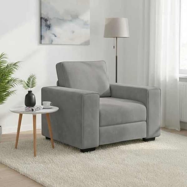 vidaXL Fåtölj Ljusgrå 100x77x82 cm Sammet 4105247
