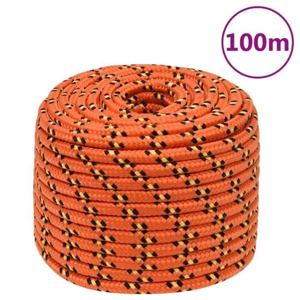 152672 vidaXL Båtkabel Orange 12 mm 100 m Polypropylen
