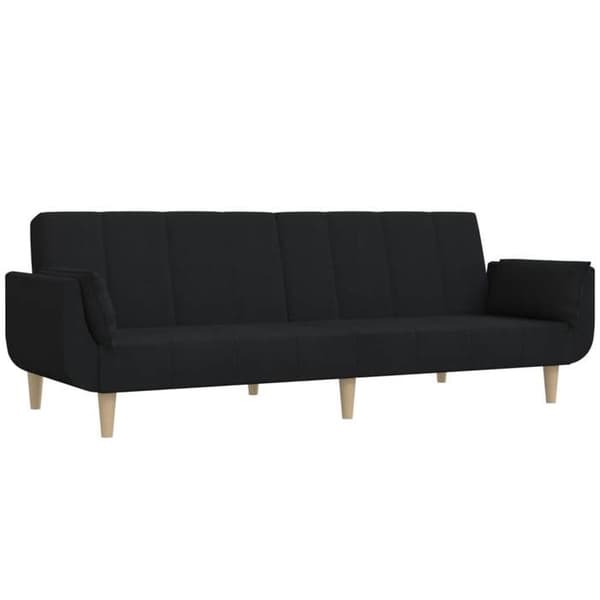 vidaXL 2-sits bäddsoffa med två kuddar Svart tyg 375871