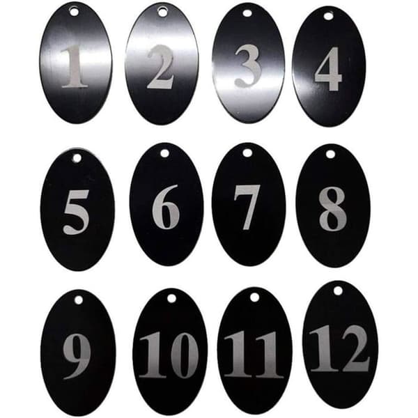 Numrerade jetonger med nyckelringar - SOURCEMALL - 1-100 - Aluminiumlegering - Svart - 5 x 3 cm