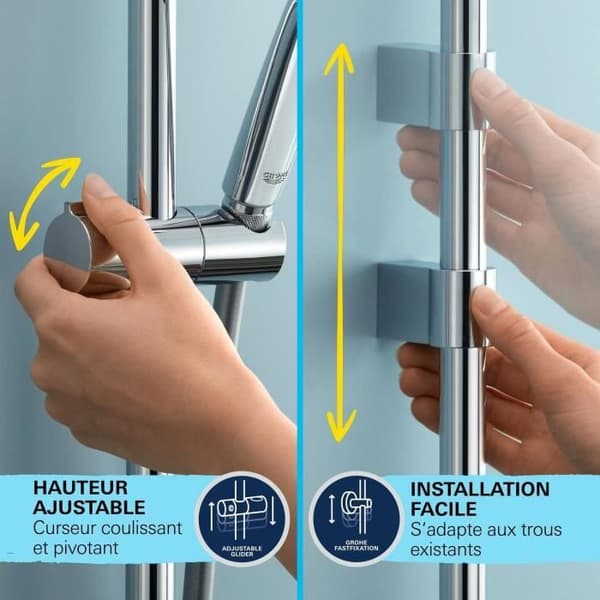 Duschset - 1 stråle - Termostatblandare - GROHE - 34805001 - Grå