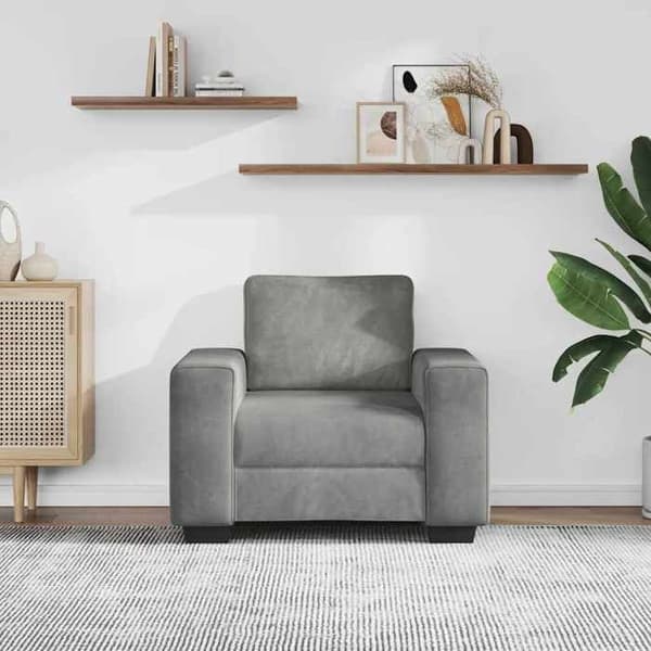 vidaXL Fåtölj Ljusgrå 100x77x82 cm Sammet 4105247