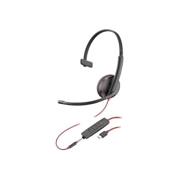 Mikroheadset - Poly - Blackwire C3215 - Trådad - USB-C - Aktiv brusreducering