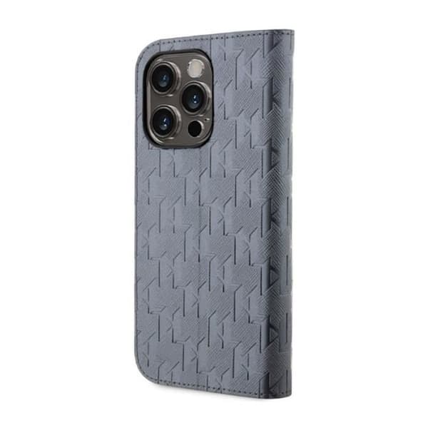 Karl Lagerfeld Coque Saffiano Monogram iPhone 14 Pro Max - TPU & ekoläder, silver