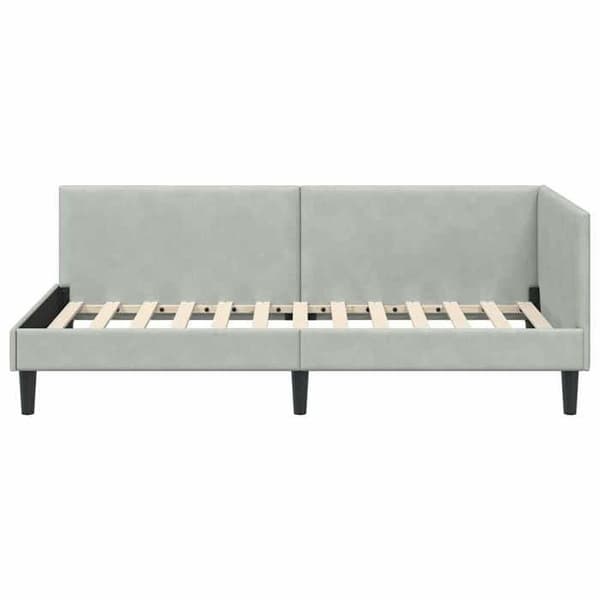 vidaXL Hörnsängram Ljusgrå 90 cm x 200 cm Sammet 42016226