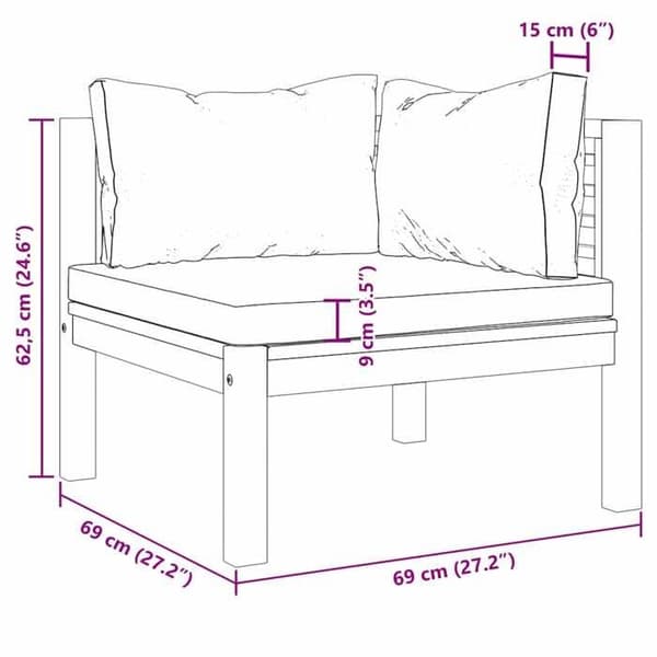 vidaXL hörnsoffor 2 st med kuddar Cream White Solid Acacia 316279
