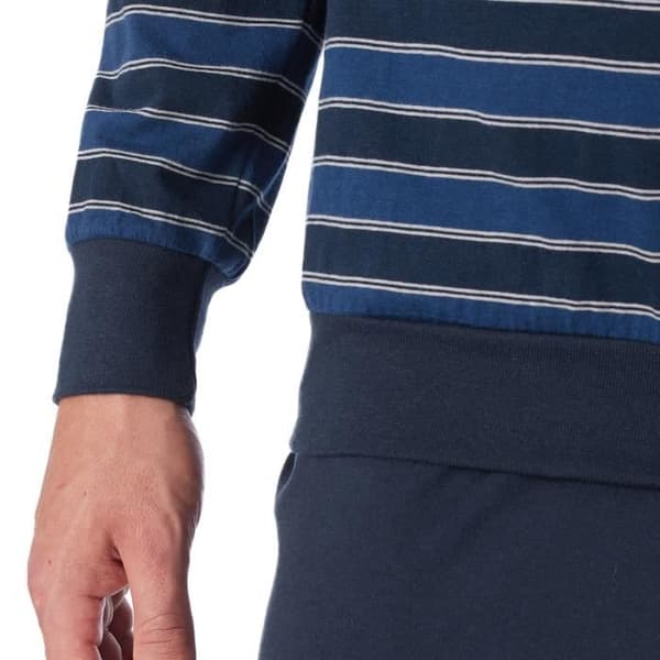 Pyjamas - Schiesser - Basic - Blå - 100% Bomull - Maximalt komfort