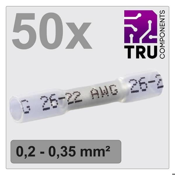 Förlängare - TRU COMPONENTS - TC-12888396 - 50 stycken - Värmeschrinkslang - Vit