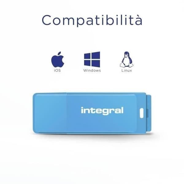 INTEGRAL Neon USB-nyckel - 128 GB - USB 2.0 - Fluorescerande blå