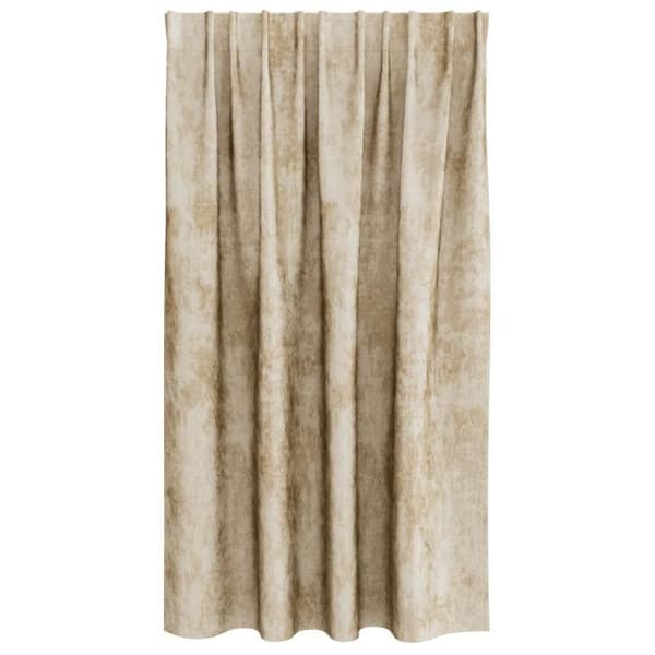 Crème sammet gardiner 140 x 140 cm - 2 stycken, ögla, matt polyester