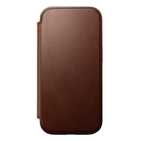 Foliofodral MagSafe - NOMAD - iPhone 16 Pro - Brunt läder - Repellerande - Avtagbart lock