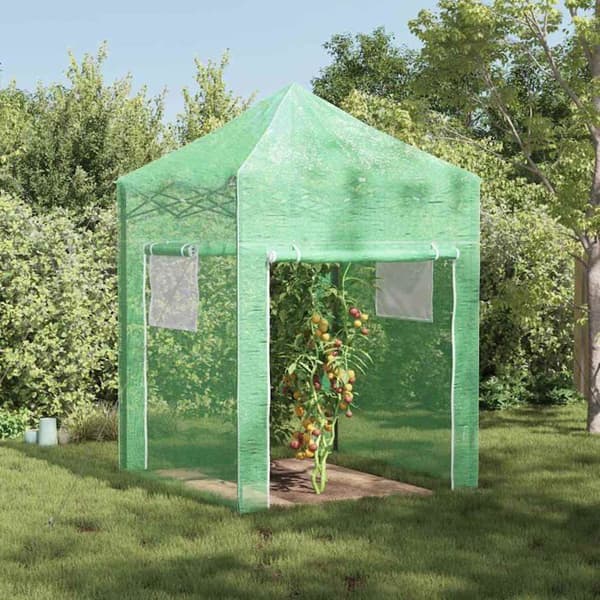 Fällbart växthus - vidaXL - Grön - 200x200x300 cm - Järnram - Polyetenöverdrag - Fällbar
