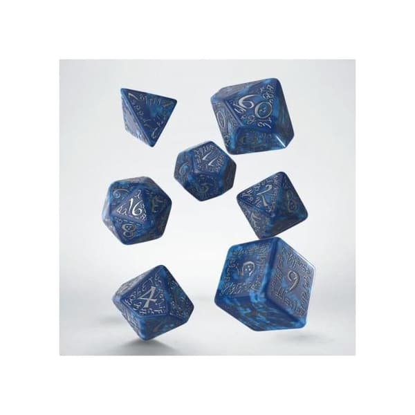 Set med 7 pärlemordice - Elvish - Blå och silver