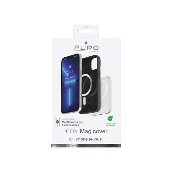 Silikonfodral Puro Icon Magnetic iPhone 14 Plus Svart
