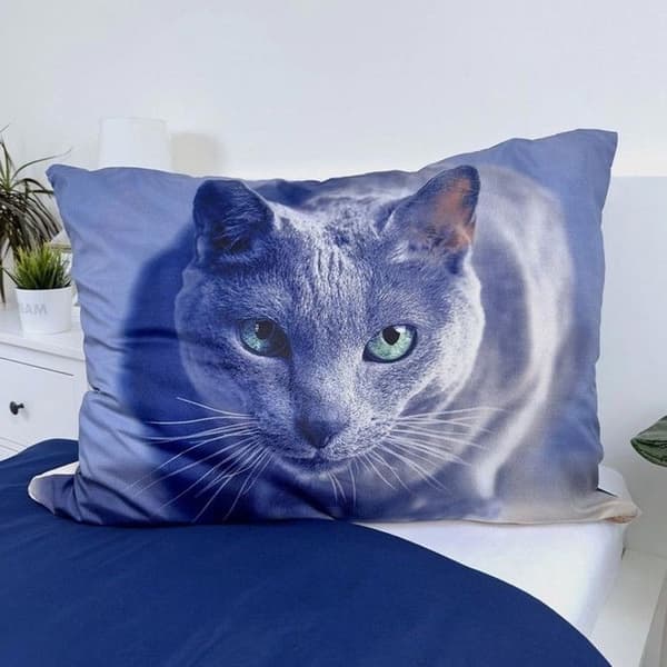 Grå katt påslakanset 140x200 cm