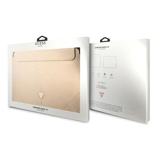 Guess Saffiano Triangle Logo Sleeve - 16" laptopfodral (beige)