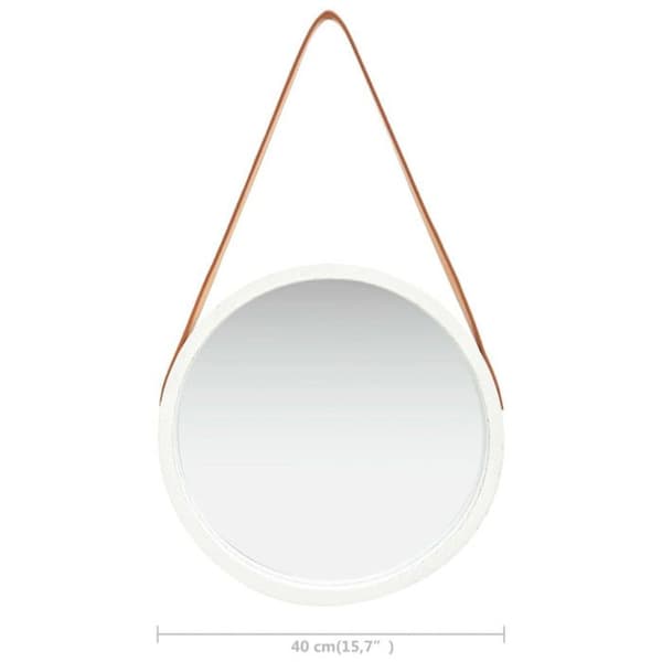 vidaXL Väggspegel med Rem 40 cm Vit 320360