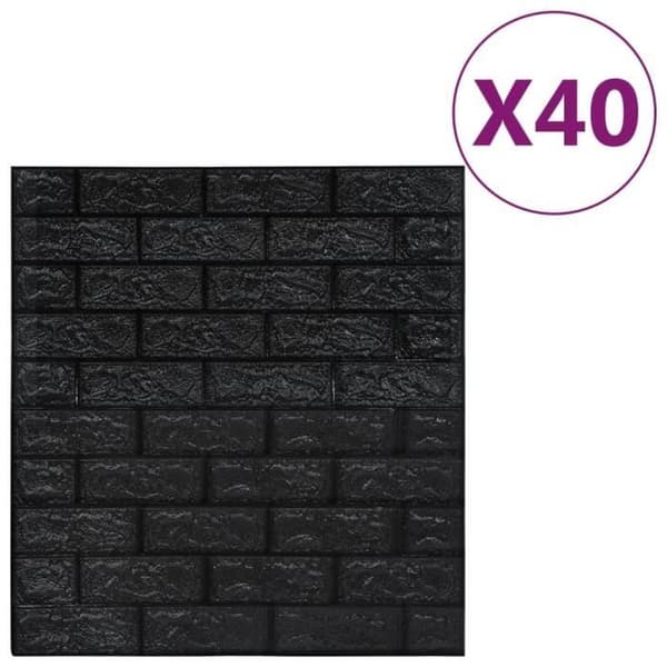 Självhäftande 3D tapet Bricks 40 st Svart