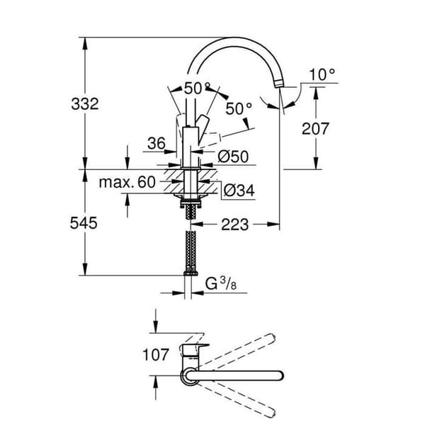 Grohe - Blandare med hög pip för vask (MitigeurC5)