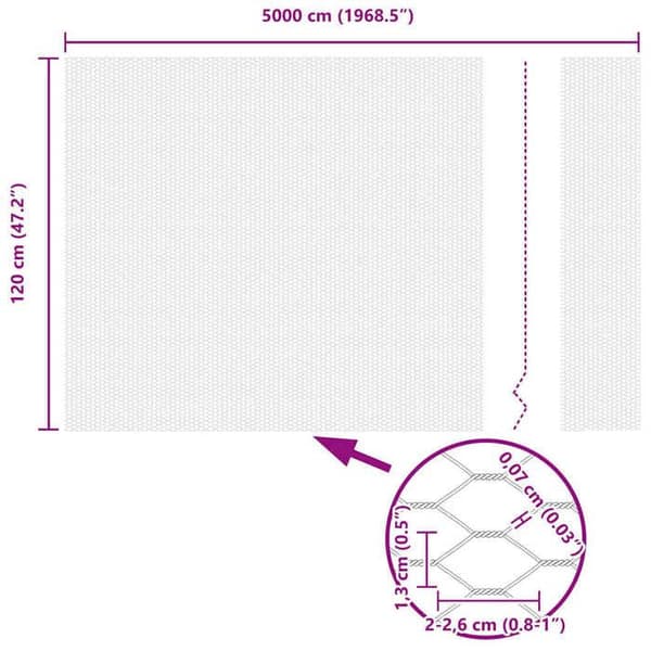 vidaXL Hexagonal stängsel Grå 1,2 x 50 m PVC 42005573